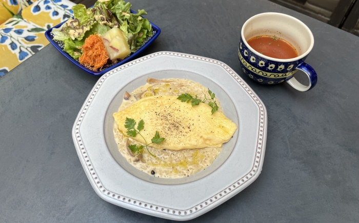 オムライス<wbr>キノコクリームリゾット